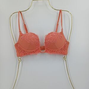 womens la perla coral pink push up bra 32A lace sweet romantic